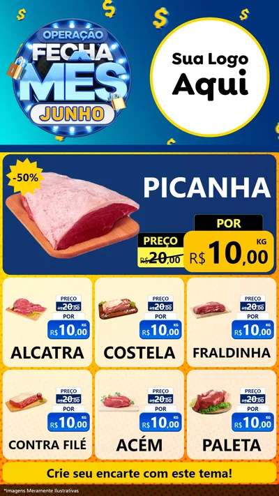 Modelo de Rede Social para Stories com o tema Operação Fecha Mês, Junho para Açougue