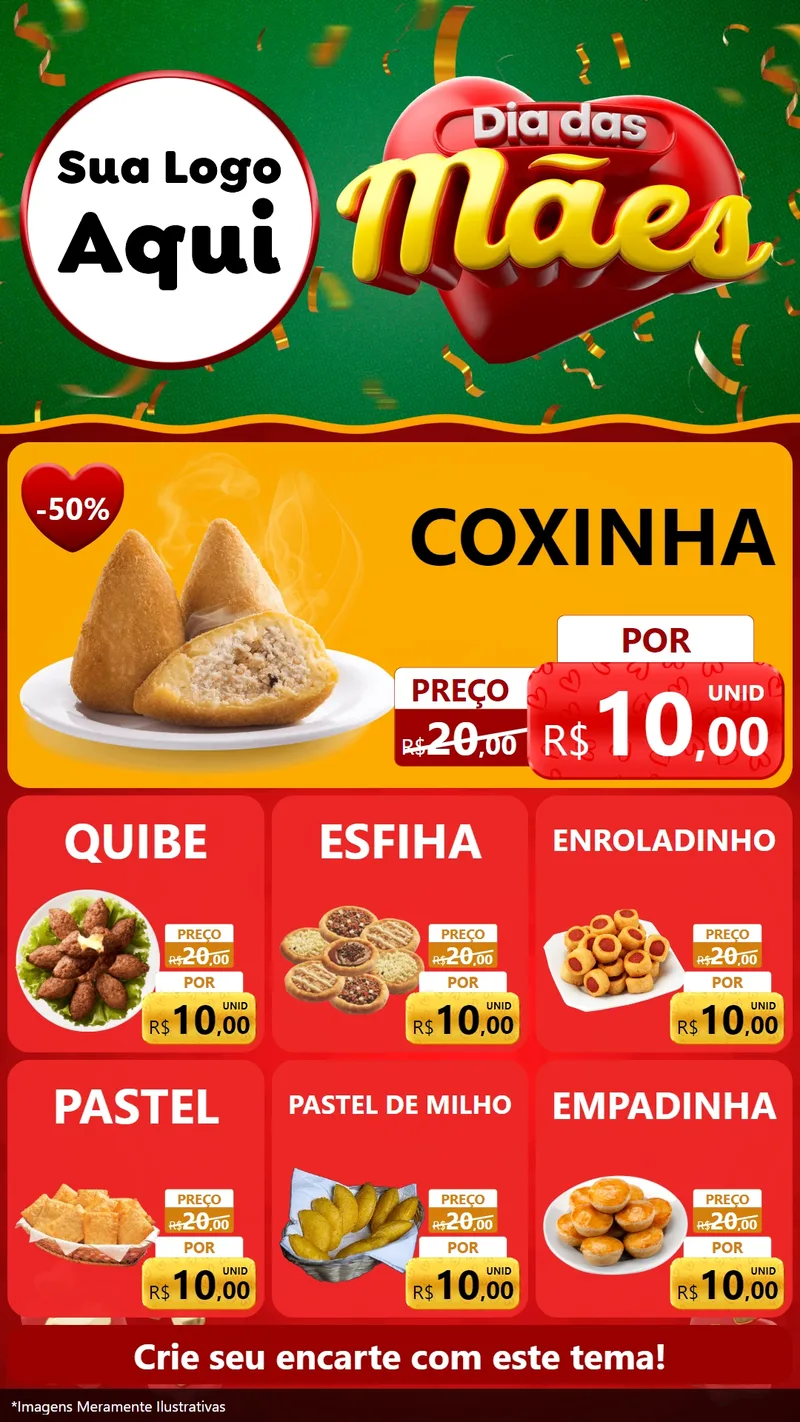 Modelo de Rede Social para Stories com o tema Dia das Mães para Salgadaria