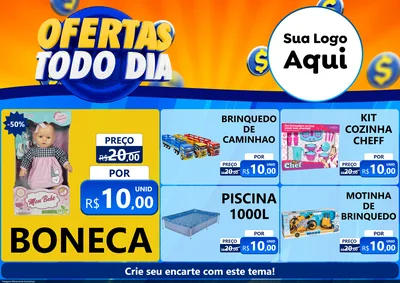 Modelo de Encarte para Encarte A4 Horizontal com o tema Ofertas Todo Dia para Brinquedos