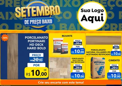 Modelo de Encarte para Encarte A4 Horizontal com o tema Setembro De Preço Baixo para Pisos e revestimentos