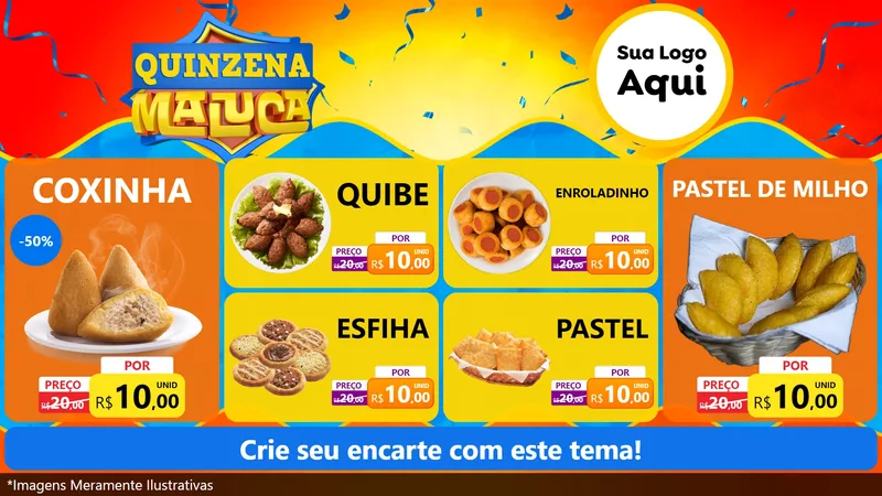 Modelo de TV para TV Horizontal com o tema Quinzena Maluca para Salgadaria