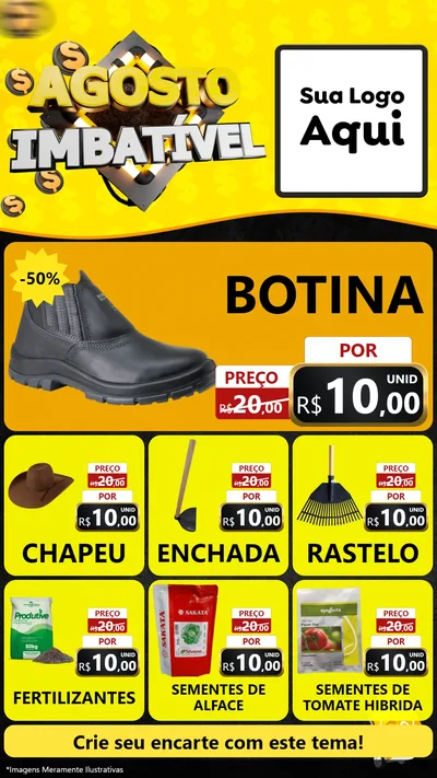 Modelo de Rede Social para Stories com o tema Agosto Imbatível para Agropecuária