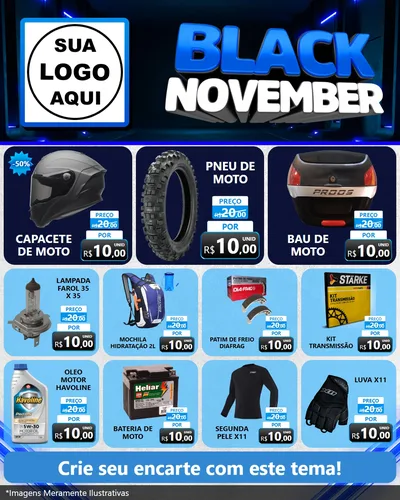 Modelo de Rede Social para Feed Instagram com o tema Black November para Moto peças
