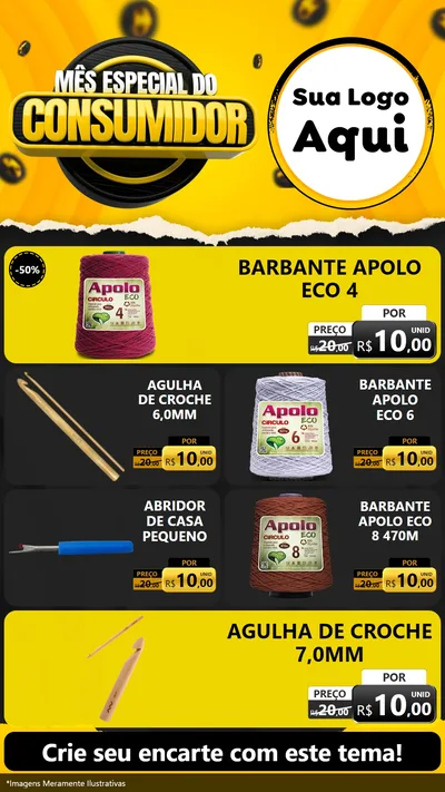 Modelo de TV para TV Vertical com o tema Mês Especial do Consumidor para Armarinho e Aviamentos