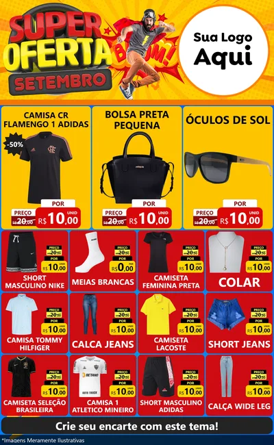 Modelo de Encarte para Encarte Grande com o tema Super Oferta Setembro para Roupas e acessórios