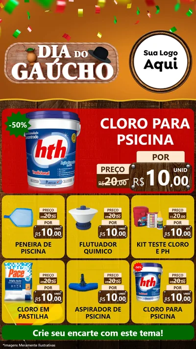 Modelo de Rede Social para Stories com o tema Dia do Gaúcho para Produtos para Piscina