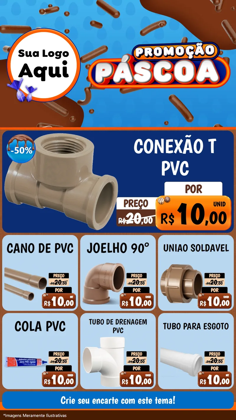 Modelo de Rede Social para Stories com o tema Promoção Páscoa para Tubos e conexões
