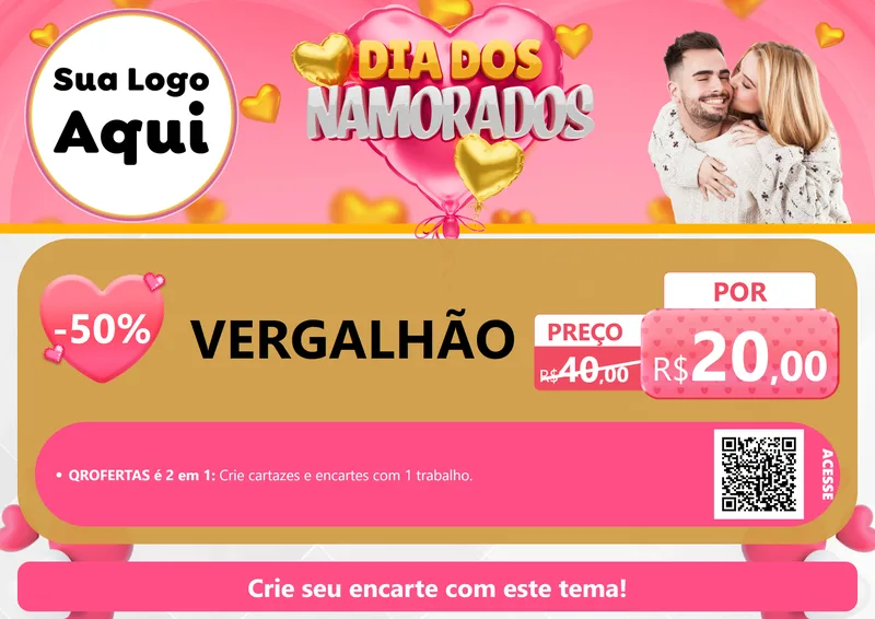 Modelo de Cartaz para Cartaz A4 Horizontal com o tema Dia dos Namorados para Ferragens