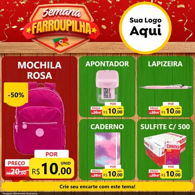 Modelo de Rede Social para Feed Facebook com o tema Semana Farroupilha para Papelaria