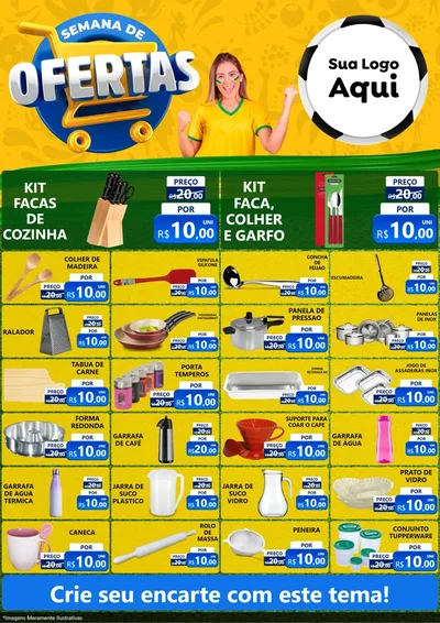 Modelo de Encarte para Encarte A4 Vertical com o tema Semana de Ofertas - Copa para Utilidades Domésticas