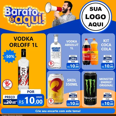 Modelo de Rede Social para Feed Facebook com o tema Barato é aqui para Distribuidora de bebidas