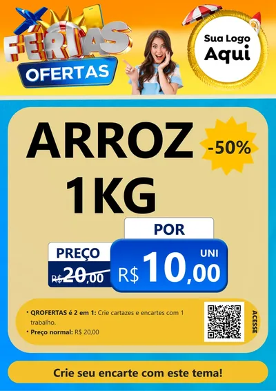 Modelo de Cartaz para Cartaz A4 Vertical com o tema Ofertas - Férias para Supermercado