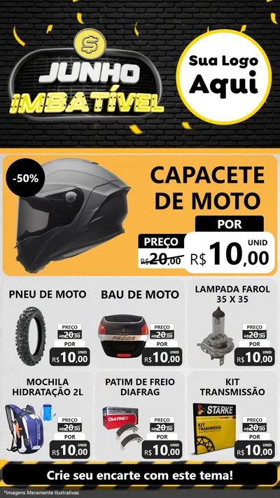 Modelo de Rede Social para Stories com o tema Junho Imbatível para Moto peças