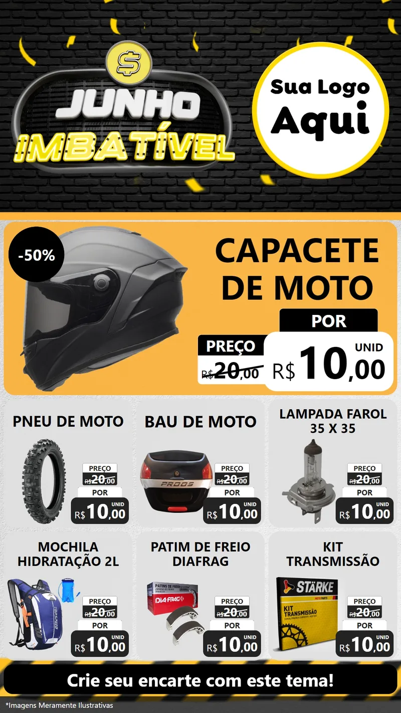 Modelo de Rede Social para Stories com o tema Junho Imbatível para Moto peças