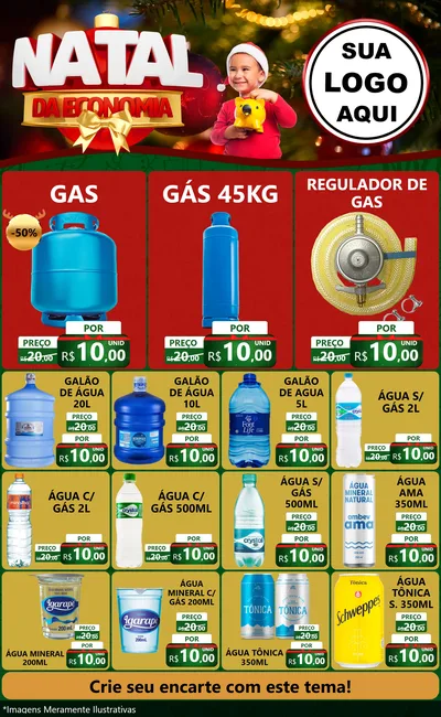 Modelo de Encarte para Encarte Grande com o tema Natal da Economia para Água e gás
