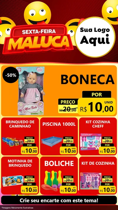 Modelo de Rede Social para Stories com o tema Sexta-feira Maluca para Brinquedos