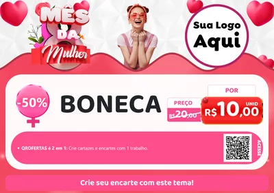 Modelo de Cartaz para Cartaz A4 Horizontal com o tema Mês da Mulher para Brinquedos