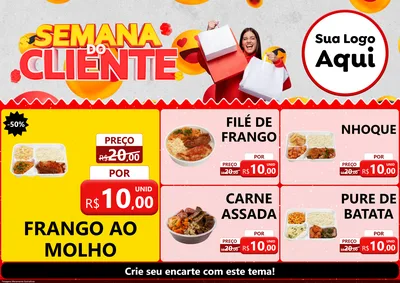 Modelo de Encarte para Encarte A4 Horizontal com o tema Semana do Cliente para Restaurante