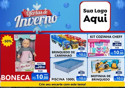 Modelo de Encarte para Encarte A4 Horizontal com o tema Ofertas de Inverno para Brinquedos