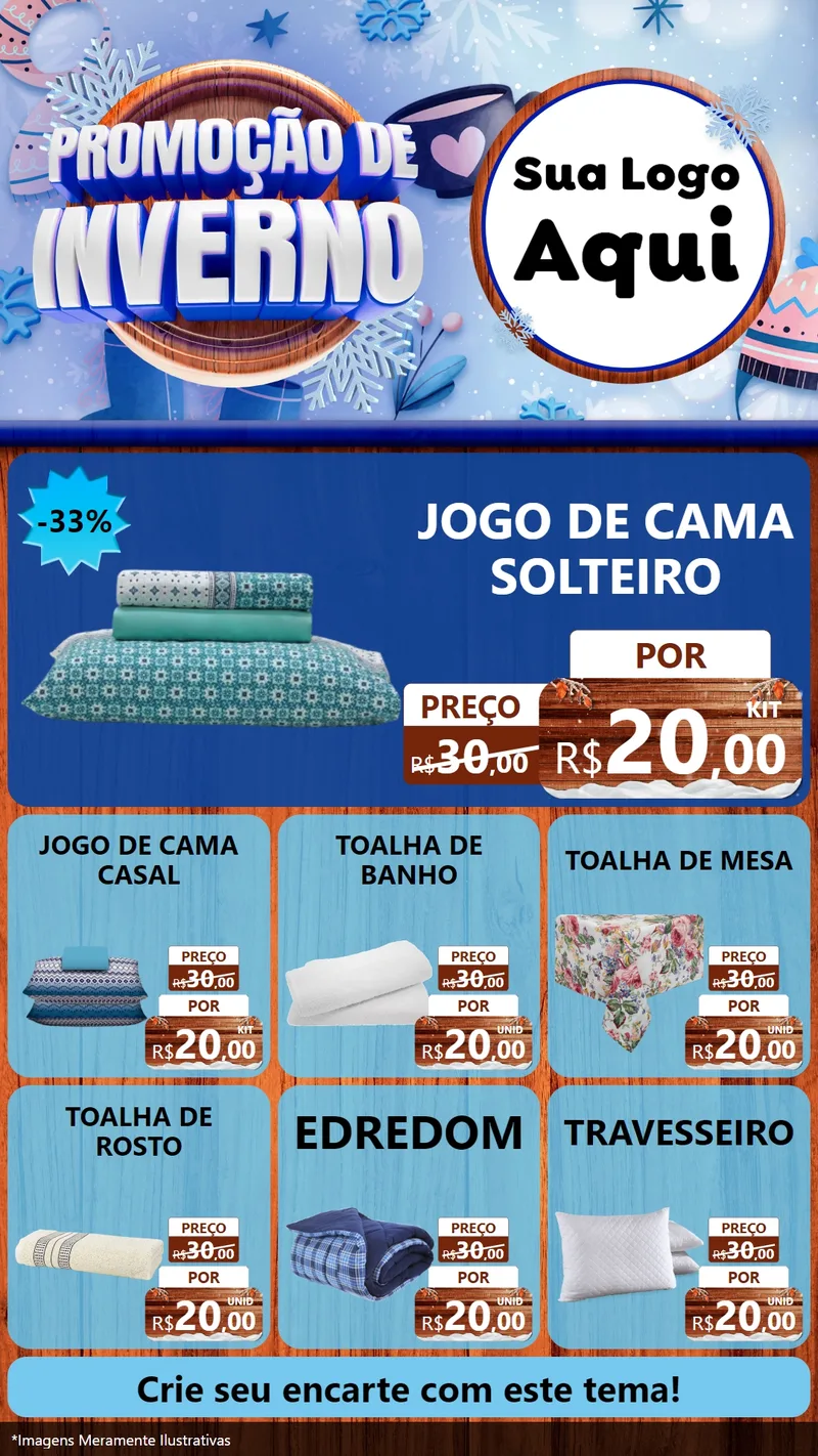 Modelo de Rede Social para Stories com o tema Promoção de Inverno para Cama, Mesa e Banho