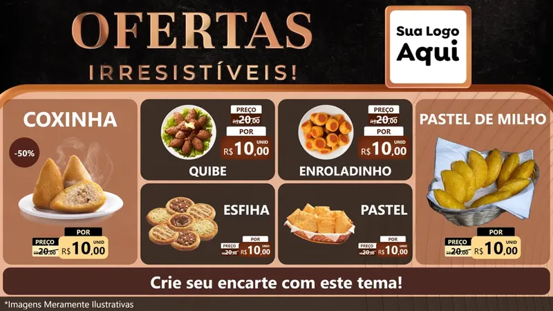 Modelo de TV para TV Horizontal com o tema Ofertas Irresistíveis! para Salgadaria