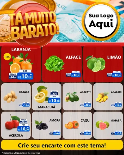 Modelo de Rede Social para Feed Instagram com o tema Está Muito Barato para Hortifrúti