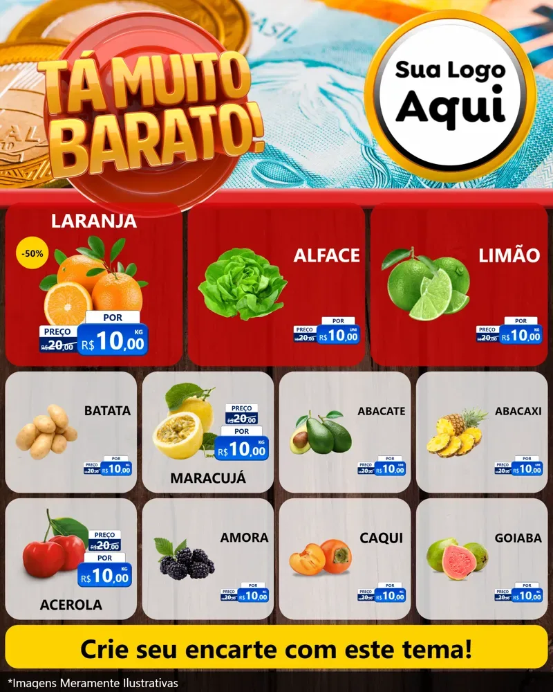 Modelo de Rede Social para Feed Instagram com o tema Está Muito Barato para Hortifrúti