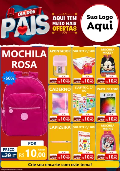 Modelo de Encarte para Encarte A4 Vertical com o tema Dia dos Pais para Papelaria