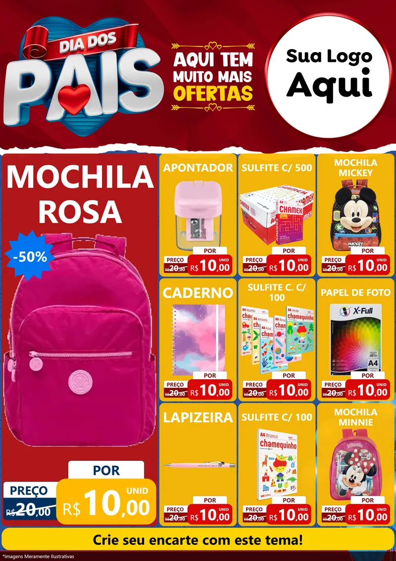 Modelo de Encarte para Encarte A4 Vertical com o tema Dia dos Pais para Papelaria