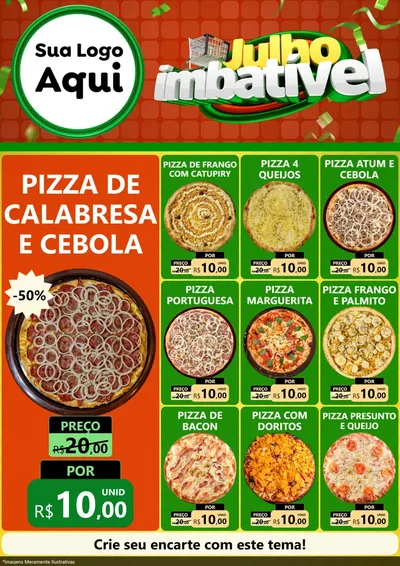 Modelo de Encarte para Encarte A4 Vertical com o tema Julho Imbatível para Pizzaria