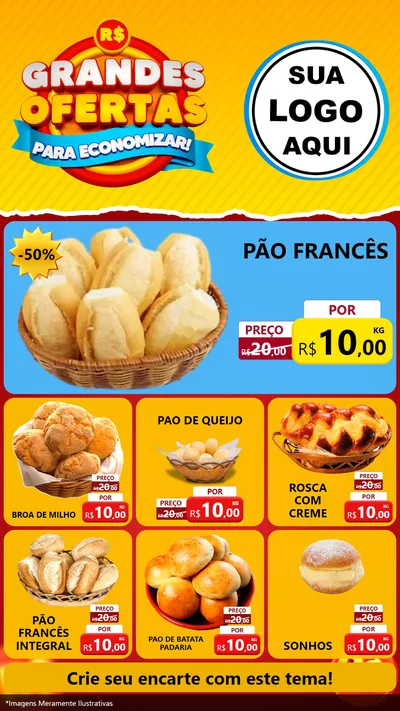 Modelo de Rede Social para Stories com o tema Grandes Ofertas Para Economizar! para Padaria