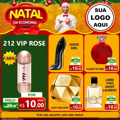 Modelo de Rede Social para Feed Facebook com o tema Natal da Economia para Perfumes