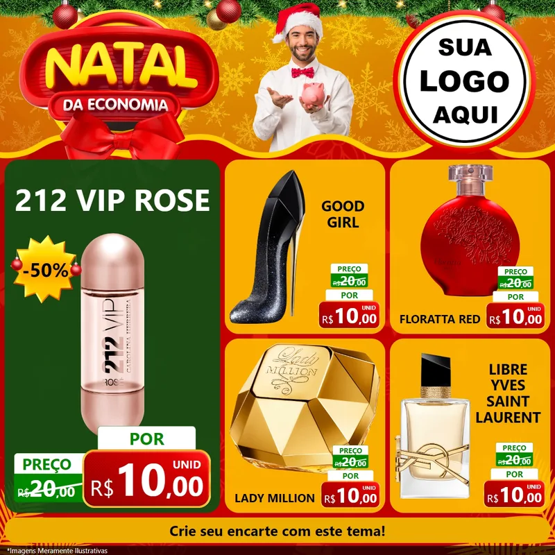 Modelo de Rede Social para Feed Facebook com o tema Natal da Economia para Perfumes