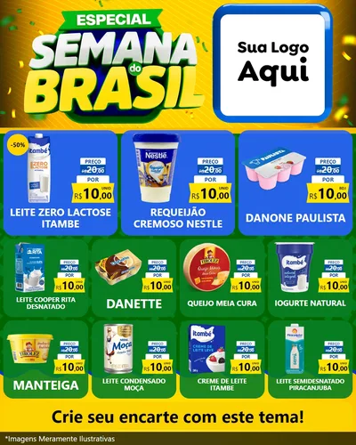 Modelo de Rede Social para Feed Instagram com o tema Especial Semana do Brasil para Frios e Laticínios