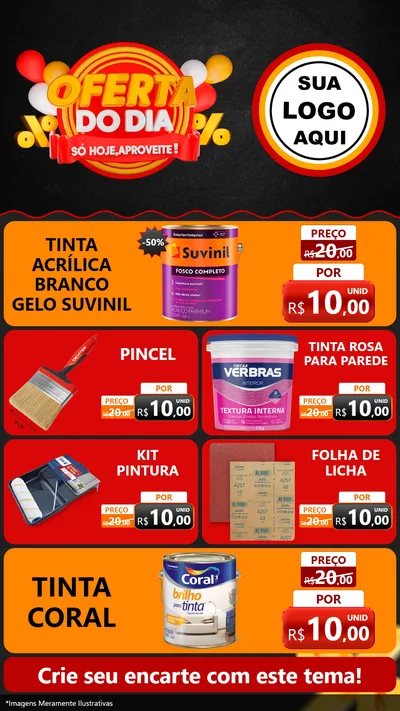 Modelo de TV para TV Vertical com o tema Oferta do Dia - Só hoje, Aproveite! para Tintas e Ferramentas