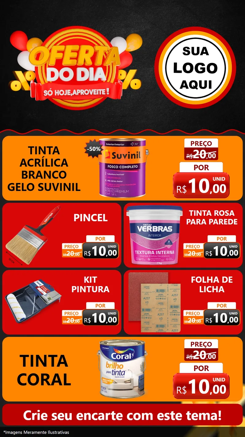 Modelo de TV para TV Vertical com o tema Oferta do Dia - Só hoje, Aproveite! para Tintas e Ferramentas