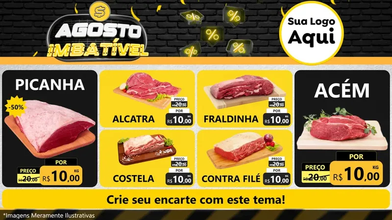 Modelo de TV para TV Horizontal com o tema Agosto Imbatível para Açougue