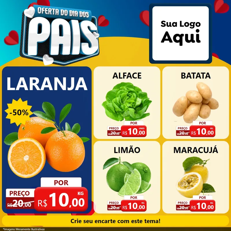 Modelo de Rede Social para Feed Facebook com o tema Oferta Do Dia Dos Pais para Hortifrúti