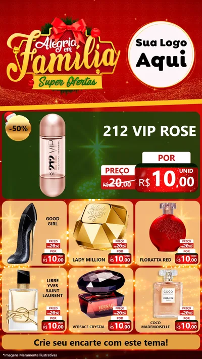 Modelo de Rede Social para Stories com o tema Alegria em Família Super Ofertas - Natal para Perfumes