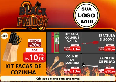 Modelo de Encarte para Encarte A4 Horizontal com o tema Black Friday para Utilidades Domésticas