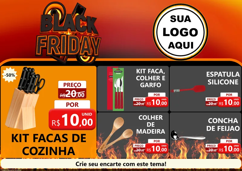 Modelo de Encarte para Encarte A4 Horizontal com o tema Black Friday para Utilidades Domésticas