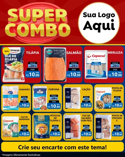 Modelo de Rede Social para Feed Instagram com o tema Super Combo para Peixaria