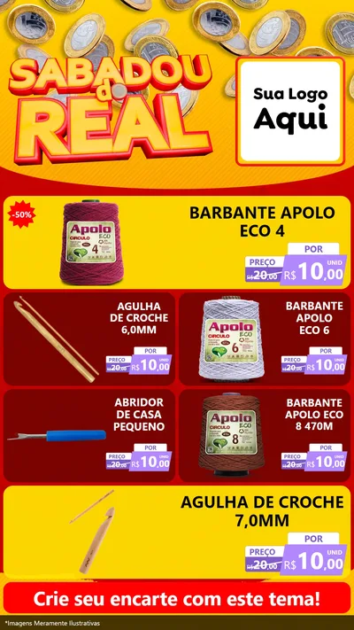 Modelo de TV para TV Vertical com o tema Sabadou do Real para Armarinho e Aviamentos