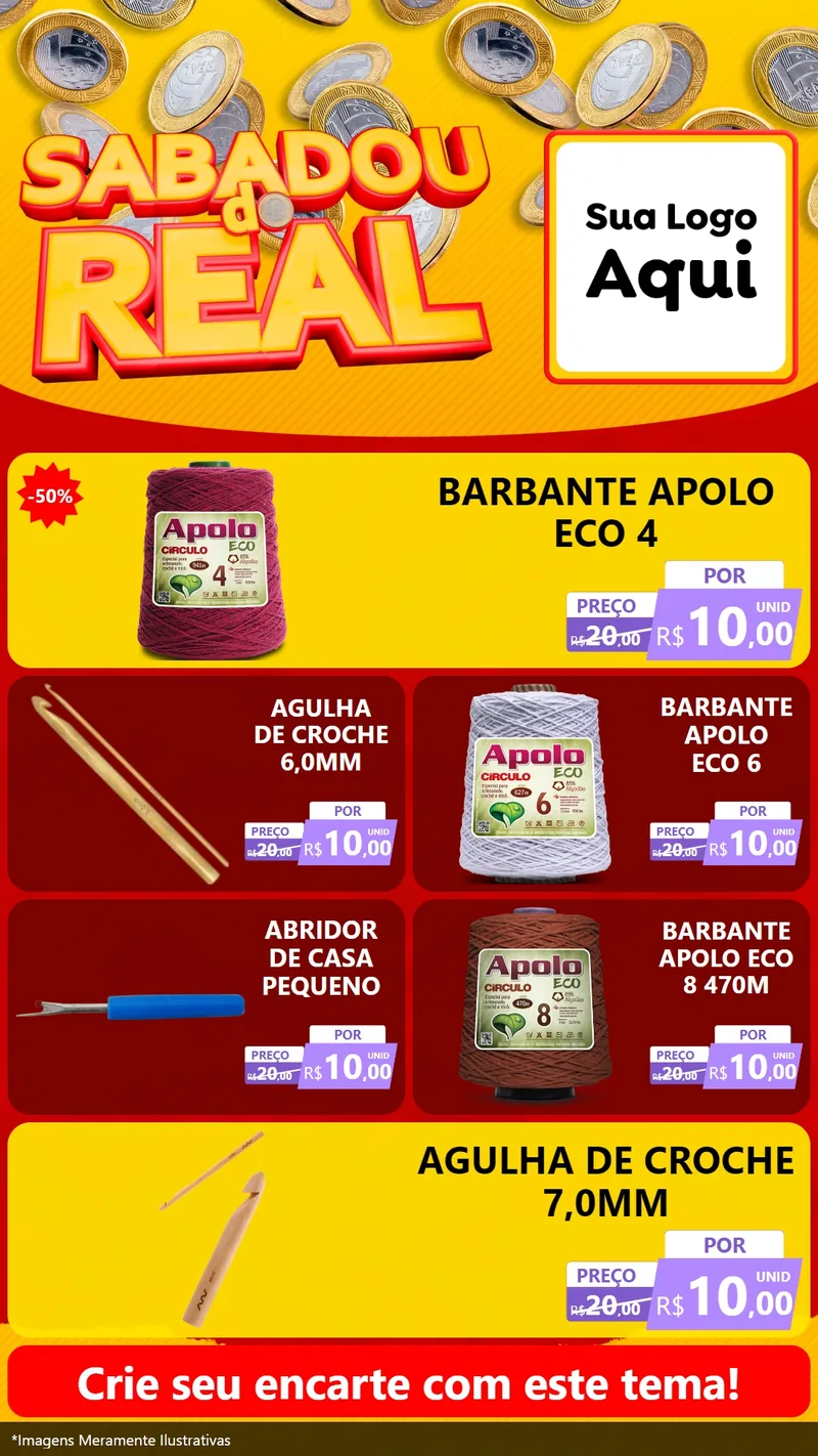 Modelo de TV para TV Vertical com o tema Sabadou do Real para Armarinho e Aviamentos