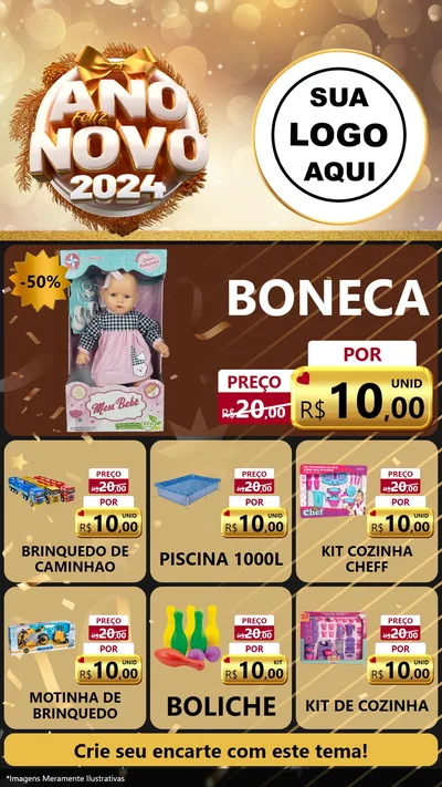 Modelo de Rede Social para Stories com o tema Feliz Ano Novo 2027 para Brinquedos