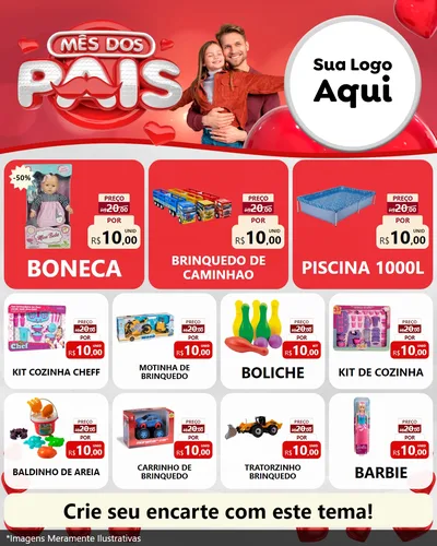 Modelo de Rede Social para Feed Instagram com o tema Mês dos Pais para Brinquedos