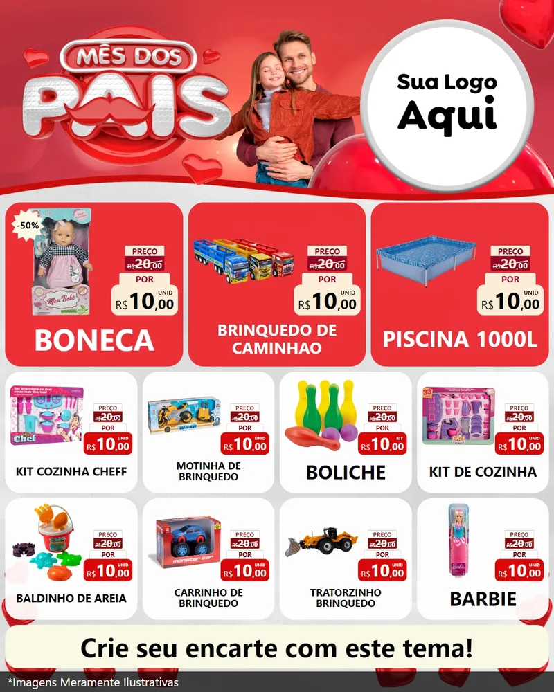 Modelo de Rede Social para Feed Instagram com o tema Mês dos Pais para Brinquedos