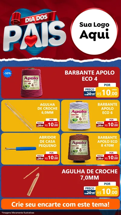 Modelo de TV para TV Vertical com o tema Dia dos Pais para Armarinho e Aviamentos