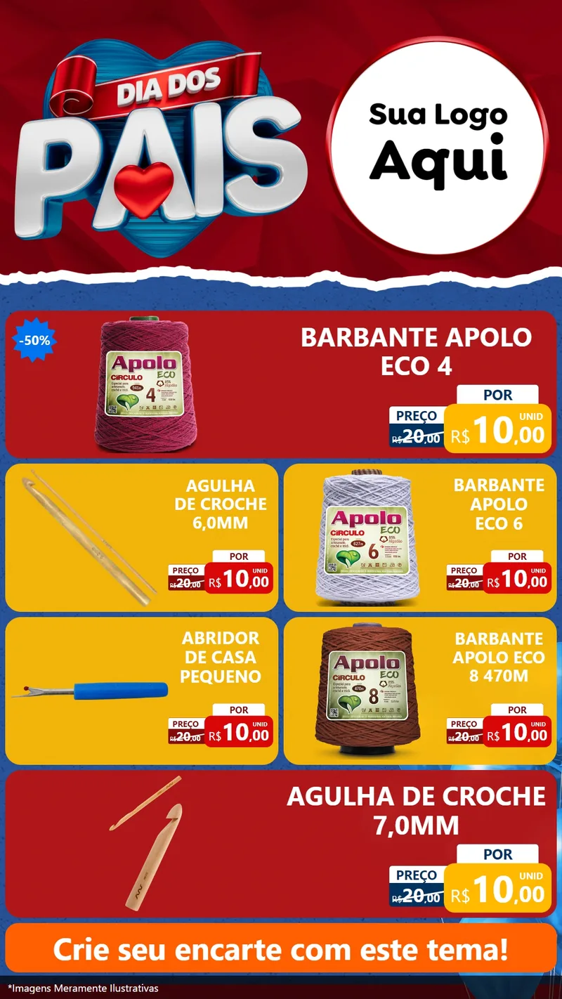 Modelo de TV para TV Vertical com o tema Dia dos Pais para Armarinho e Aviamentos