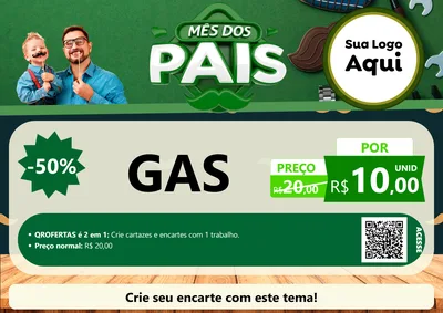 Modelo de Cartaz para Cartaz A4 Horizontal com o tema Mês dos Pais para Água e gás